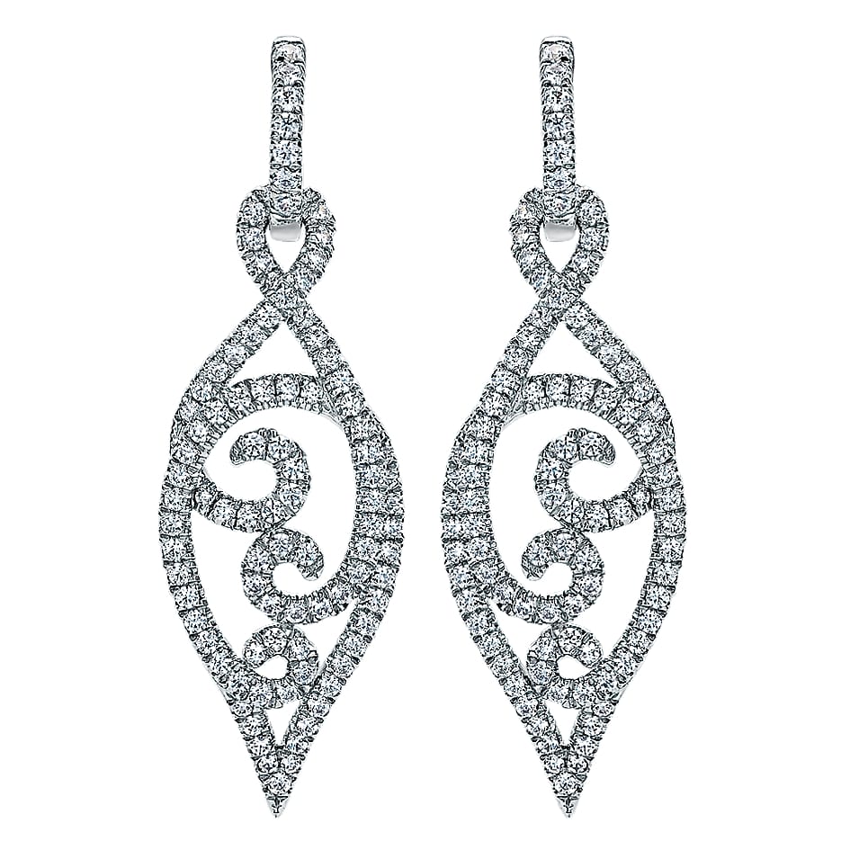 18k White Gold Diamond Drop Earrings accessorize your wedding dress