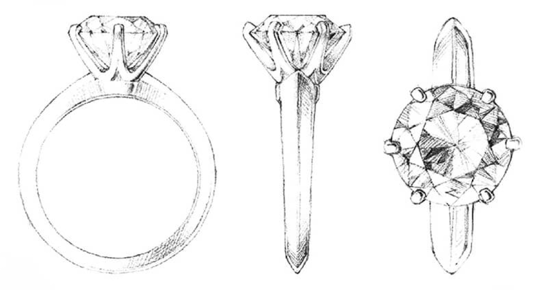 6-Prong Engagement Ring Sketch